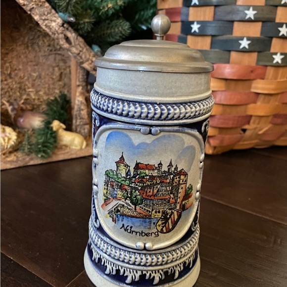 Vintage Ceramic Nurnberg Western Germany Beer/Stein Sei Guter Dinge 14 OZ W/Lid - Picture 11 of 12